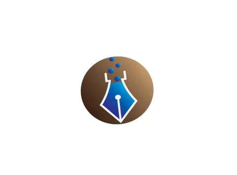 Pen head with ink bubbles inside it for logo design Stock Illustration