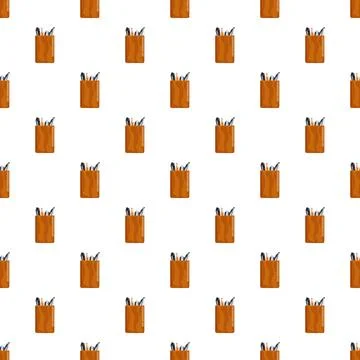Pen holder pattern illustration with school supplies 스톡 일러스트