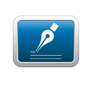 Pen icon on blue Stock Illustration