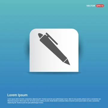 Pen Icon - Blue Sticker button Stock Illustration