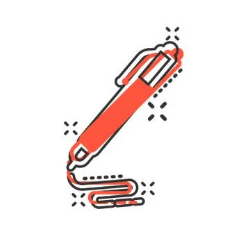 Pen icon in comic style. Ballpoint vector cartoon illustration on white isola Ilustración de archivo