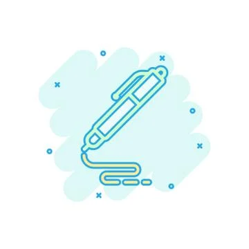 Pen icon in comic style. Ballpoint vector cartoon illustration on white isola Ilustración de archivo