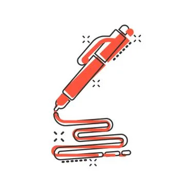Pen icon in comic style. Ballpoint vector cartoon illustration on white isola Ilustración de archivo