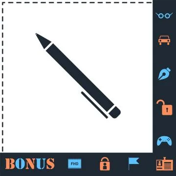 Pen icon flat Illustrazione stock