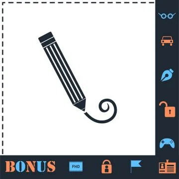 Pen icon flat Stock Illustration