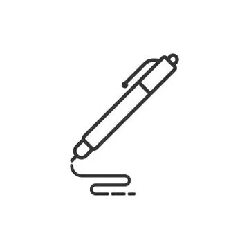 Pen icon in flat style. Ballpoint vector illustration on white isolated backg Stock Illustration