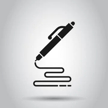 Pen icon in flat style. Ballpoint vector illustration on isolated background. Ilustración de archivo