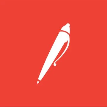 Pen Icon On Red Background. Red Flat Style Vector Illustration Illustrazione stock