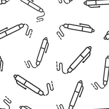 Pen icon seamless pattern background. Ballpoint vector illustration on white  Ilustración de archivo