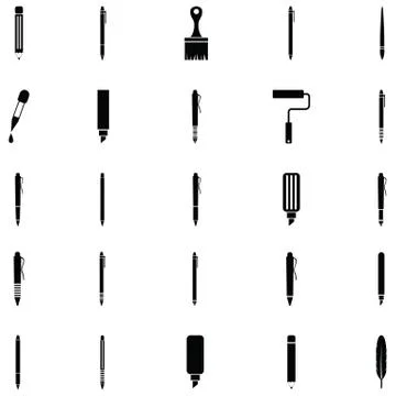 Pen icon set Stock Illustration