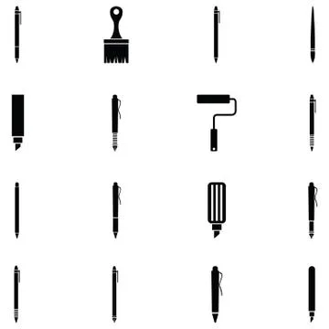 Pen icon set Stock Illustration