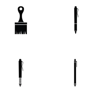 Pen icon set Stock Illustration