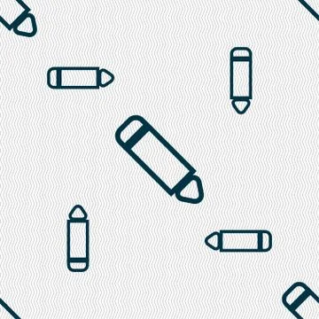 Pen icon sign. Seamless pattern with geometric texture. Vector イラスト素材