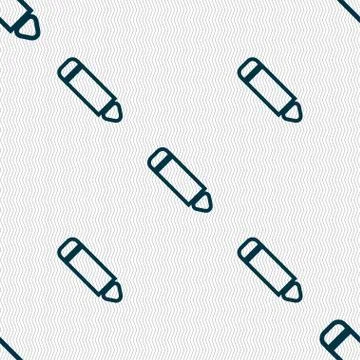 Pen icon sign. Seamless pattern with geometric texture. Vector Illustrazione stock