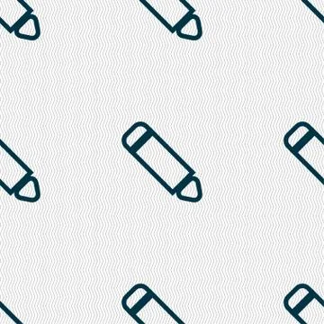 Pen icon sign. Seamless pattern with geometric texture. Vector 库存插图
