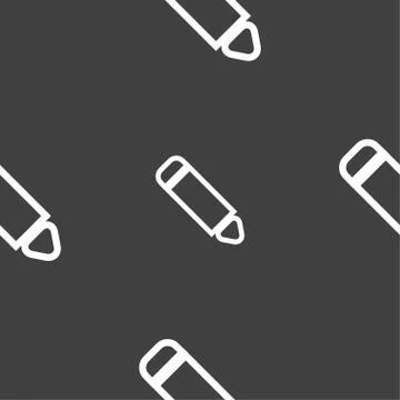 Pen icon sign. Seamless pattern on a gray background. 库存插图