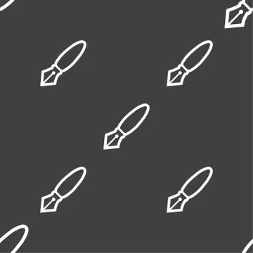 Pen icon sign. Seamless pattern on a gray background. 스톡 일러스트