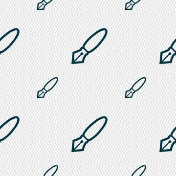 Pen icon sign. Seamless pattern with geometric texture. 库存插图