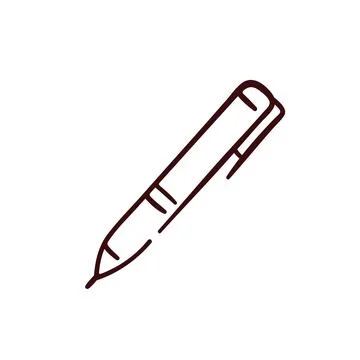 Pen icon symbol of study and education in simple doodle style. Hand drawn logo Stock Illustration