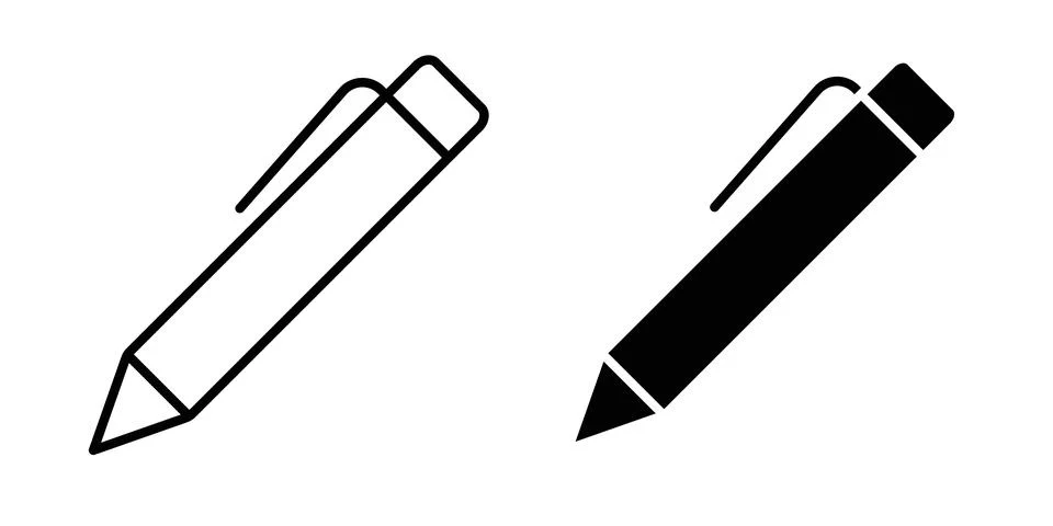 Pen icon thin line and clipart style vector set Stock Illustration