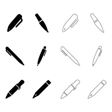 Pen icons set Stock Illustration
