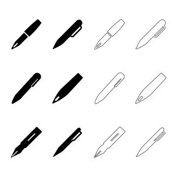Pen icons set Stock Illustration