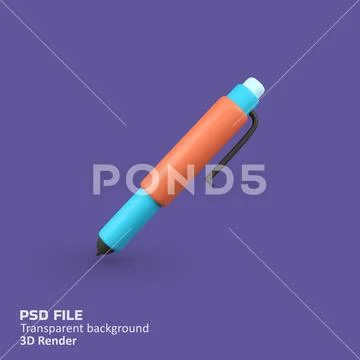 Pen isolated 3d render icon illustration PSDテンプレート