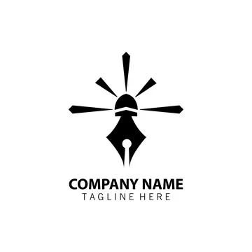 Pen lighthouse logo design vector Stock Illustration