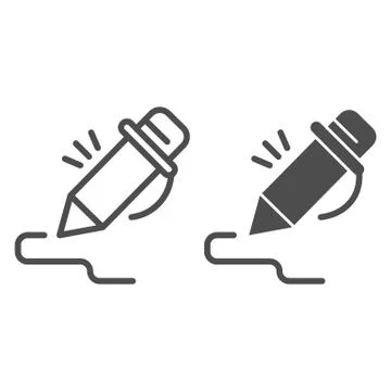 Pen line and solid icon. Pencil signing stroke, writing art. School vector Stock Illustration