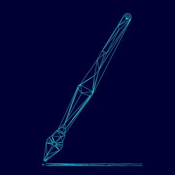 Pen low poly triangulation triangulated polygonal electric cyan blue vibrant  Ilustração Stock