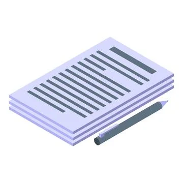 Pen lying near stack of papers representing office work Illustrazione stock