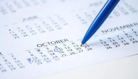 Pen marks on the calendar Foto stock