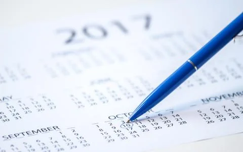Pen marks on the calendar Stock Photos
