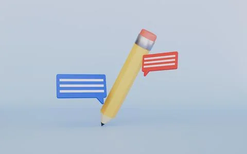 Pen with message chat for note writing document comment speech 3d illustration Stockillustratie