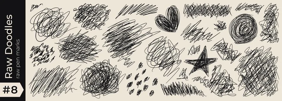 Pen messy squiggle with texture random and circle scribble scratch. Tangle Stock Illustration