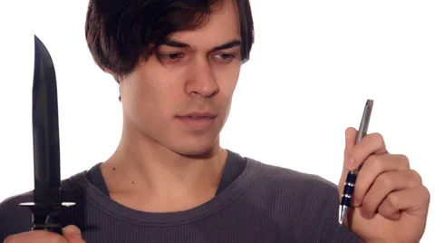 The pen is mightier than the sword 스톡 동영상 30044599