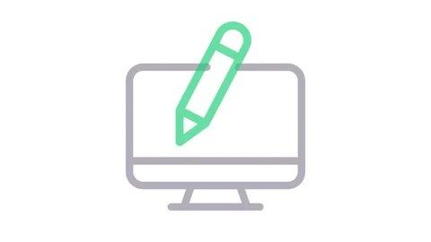 A pen is in motion on a computer screen, producing written content or sketche Stock Footage 335012029
