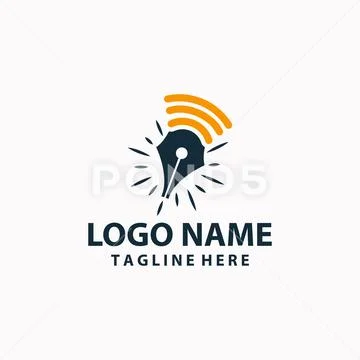 Pen network logo design vector Stockillustratie