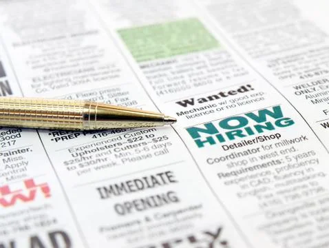 Pen on the Newspaper Stock Photos