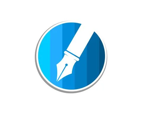 Pen nib inside the circle logo Stock Illustration