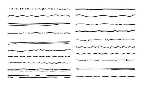 Pen o pencil underline scribble doodle lines set Stock Illustration