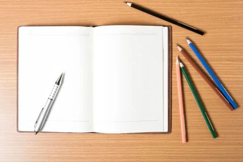 Pen on open notebook Foto stock
