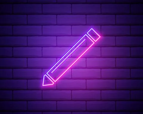 A pen outline icon. Elements of Education in neon style icons. Simple icon fo 스톡 일러스트