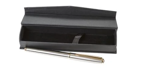 Pen outside of case on white background Stock Photos