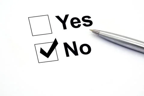 Pen over document, select No. Stock Photos