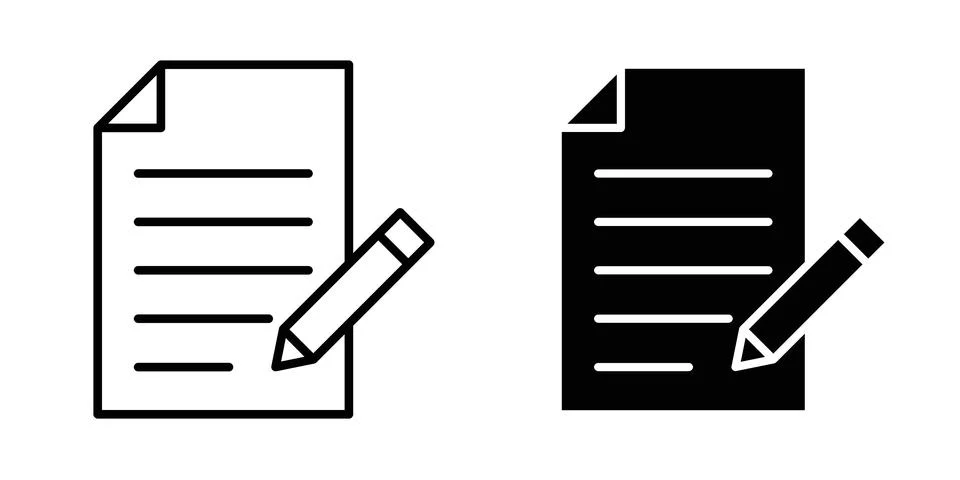 Pen paper icon vector concepts, line and silhouette style 스톡 일러스트