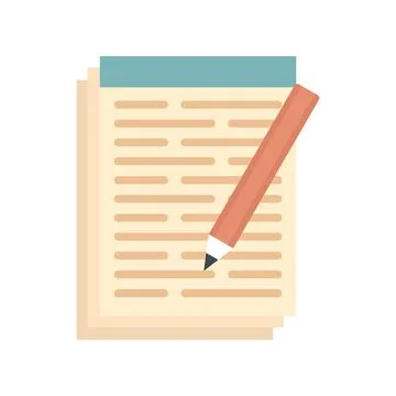 Pen paper notebook icon flat isolated vector Stock Illustration