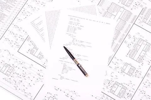 Pen on paper with the program Foto stock