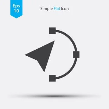 Pen Path With Cursor. Simple Flat Icon Design Style. Vector Illustration 库存插图