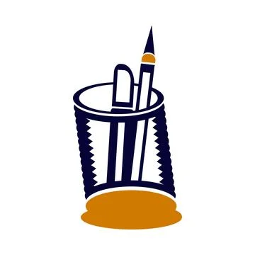 Pen, pencil, holder, ruler, scale, pen holder icon Stock Illustration